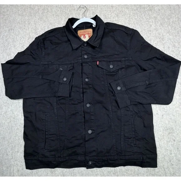 Levi's Mens Button Front Cotton Denim Trucker Jean Jacket Color Black XXL2XL